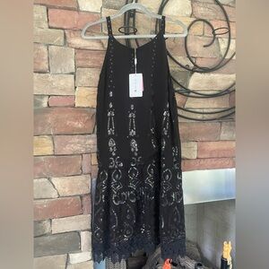 MIRA Black Sleeveless Dress with Silver Embellishments